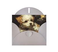 Tarjeta de felicitación de cachorro acostado con sobre gris, vacaciones, cumpleaños, bodas, aniversarios, escribir bendiciones únicas