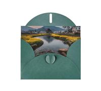 Tarjeta de felicitación de campos de colza con sobre verde oscuro, vacaciones, cumpleaños, bodas, aniversarios, escribir bendiciones únicas