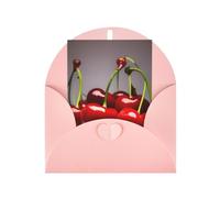 Tarjeta de felicitación de cerezas chilenas, 4 x 6 pulgadas, embalaje de sobre en forma de corazón, adecuada para todas las ocasiones.