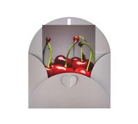 Tarjeta de felicitación de cerezas chilenas, 4 x 6 pulgadas, embalaje de sobre en forma de corazón y adecuada para todas las ocasiones.