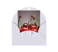 Tarjeta de felicitación de cerezas chilenas, 4 x 6 pulgadas, embalaje de sobre en forma de corazón y adecuada para todas las ocasiones.