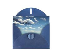 Tarjeta de felicitación de cielo azul y nubes blancas, tarjeta en blanco con sobre, 4 x 6 pulgadas (aprox. 10 x 15 cm), para eventos, bodas y cumpleaños.