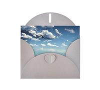 Tarjeta de felicitación de cielo azul y nubes blancas, tarjeta en blanco con sobre, 4 x 6 pulgadas (aprox. 10 x 15 cm), para eventos, bodas, cumpleaños