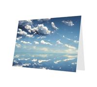 Tarjeta de felicitación de cielo azul y nubes blancas, tarjeta en blanco con sobre, 4 x 6 pulgadas (aprox. 10 x 15 cm), para eventos, bodas y cumpleaños.