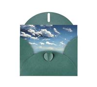 Tarjeta de felicitación de cielo azul y nubes blancas, tarjeta en blanco con sobre, 4 x 6 pulgadas (aprox. 10 x 15 cm), para eventos, bodas, cumpleaños