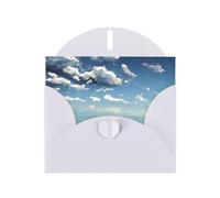 Tarjeta de felicitación de cielo azul y nubes blancas, tarjeta en blanco con sobre, 4 x 6 pulgadas (aprox. 10 x 15 cm), para eventos, bodas, cumpleaños