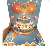 Tarjeta de felicitación de cumpleaños 3D con luz y música, 3D de pastel y sonido para mujeres, hombres y niños