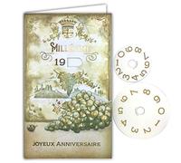 Tarjeta de felicitación de cumpleaños con año de nacimiento ajustable de 1900 a 1999, discos de papel vino, vino, raso de uva