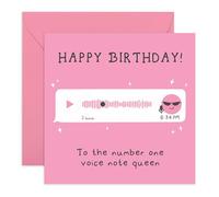 Tarjeta de felicitación de cumpleaños con texto en inglés "Happy Birthday", con texto en inglés "Queen ", divertida celebración de amistad para mejor amiga, mejor amiga, hermana, amiga del trabajo