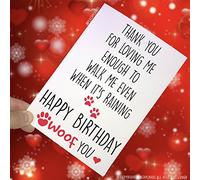 Tarjeta de felicitación de cumpleaños, tarjeta de felicitación de cumpleaños para mamá, papá, tarjeta de paseo, tarjeta del perro, Woof You, tarjetas de cumpleaños, Funny, Love Novedad PC144