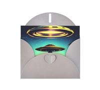 Tarjeta de felicitación de descenso de naves espaciales con sobre gris, vacaciones, cumpleaños, bodas, aniversarios, escribir bendiciones únicas