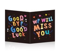 Tarjeta de Felicitación de Despedida Gigante, 28x44cm Tarjeta de Regalo de Despedida con Sobre Tarjeta de Despedida para Compañeros de Trabajo Tarjeta de Buena Suerte para Amigos Colegas (Negra)