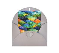 Tarjeta de felicitación de escamas de pez arcoíris, 10,2 x 15,2 cm, embalaje de sobre en forma de corazón, ideal para todas las ocasiones.