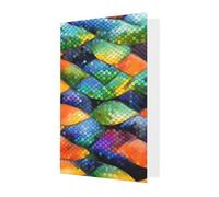 Tarjeta de felicitación de escamas de pez arcoíris, 10,2 x 15,2 cm, embalaje de sobre en forma de corazón, ideal para todas las ocasiones.