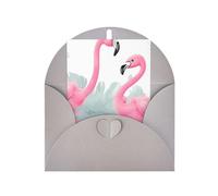 Tarjeta de felicitación de flamenco rosa, 4 x 6 pulgadas, embalaje de sobre en forma de corazón y adecuada para todas las ocasiones.
