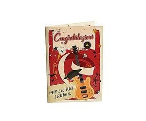 Tarjeta de felicitación de graduación tamaño A4 para todos los amantes del rock, con sonido musical interactivo de "Sweet Child o' Mine" de Guns n' Roses. Tamaño 22 cm x 31,50 cm.