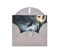 Tarjeta de felicitación de Halloween con diseño de murciélagos voladores con 4 tarjetas en blanco con sobre, diseños únicos para invitaciones a festivales