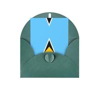 Tarjeta de felicitación de la bandera de Santa Lucía, página interior en blanco, incluye sobre, 10 x 15 cm.