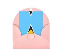 Tarjeta de felicitación de la bandera de Santa Lucía, página interior en blanco, incluye sobre, 10 x 15 cm.