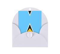 Tarjeta de felicitación de la bandera de Santa Lucía, página interior en blanco, incluye sobre, 10 x 15 cm.