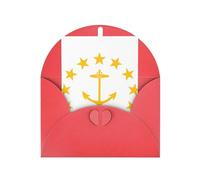Tarjeta de felicitación de la bandera del estado de Rhode Island, página interior en blanco, incluye sobre, 10 x 15 cm, para invitaciones de aniversario y fiestas.