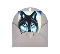 Tarjeta de felicitación de lobo bajo la luna, 10,2 x 15,2 cm con sobre, adecuada para cumpleaños, bodas y eventos de negocios.