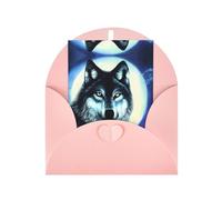 Tarjeta de felicitación de lobo bajo la luna, página interior en blanco, incluye sobre, 10 x 15 cm, para invitaciones de aniversario y fiestas.