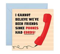 Tarjeta de felicitación de Long Time Friends - Since Phones Had Cords Retro Nostalgia - Tarjetas de cumpleaños o simplemente porque para amigo, amigo, amigo, mejor amigo, mejor amiga, él y ella, viejo