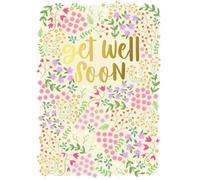 Tarjeta de felicitación de lujo con lámina dorada "Get Well Soon" de Wishing Well, 12,7 x 17,8 cm