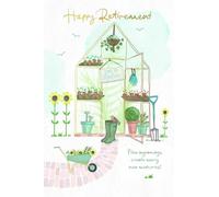 Tarjeta de felicitación de lujo con lámina dorada "Happy Retirement" de Wishing Well, 15,2 x 22,8 cm