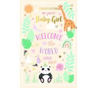 Tarjeta de felicitación de lujo para niña con texto en inglés "Welcome To the World Little One" de Wishing Well Studios, 25,4 x 20,3 cm
