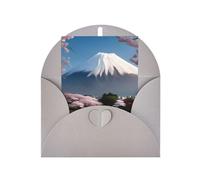 Tarjeta de felicitación de Monte Fuji a principios de primavera, 4 x 6 pulgadas, embalaje de sobre en forma de corazón y adecuada para todas las ocasiones.