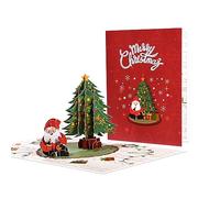 Tarjeta de felicitación de Navidad 3D con creativo ancianos y sorprende a tu querido árbol de Navidad
