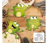 Tarjeta de felicitación de Navidad, diseño de ranas de estanque feliz salto, troqueles de metal, hojas de pino, hojas de pino, plantillas de corte para manualidades, álbumes de recortes, papel