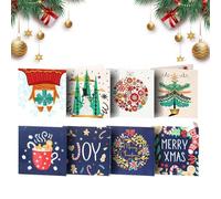 Tarjeta de felicitación de Navidad, tarjetas de Navidad vintage | Paquete de 8 tarjetas de felicitación Pintura con diamantes de imitación,Tarjeta de Navidad, arte del taladro redondo, postales con