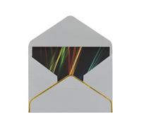 Tarjeta de felicitación de papel con diseño de líneas coloridas, con sobre, con ribete dorado, invitación de Navidad