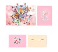 Tarjeta de felicitación de papel con diseño de mariposa y flores, incluye sobre para el día del profesor, día de San Valentín, cumpleaños, aniversario, tarjeta de felicitación
