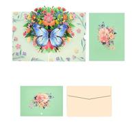 Tarjeta de felicitación de papel con diseño de mariposa y flores, incluye sobre para el día del profesor, día de San Valentín, cumpleaños, aniversario, tarjeta de felicitación
