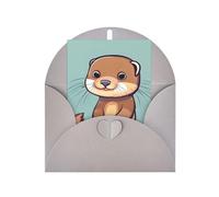 Tarjeta de felicitación de papel perlado con dibujos animados de nutrias lindas para cumpleaños, Acción de Gracias, Navidad, Año Nuevo