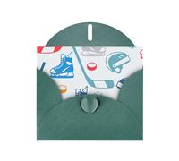 Tarjeta de felicitación de papel perlado con elementos de hockey con estampado creativo para cumpleaños, Acción de Gracias, Navidad, Año Nuevo