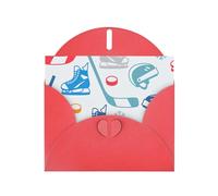 Tarjeta de felicitación de papel perlado con elementos de hockey con estampado creativo para cumpleaños, Acción de Gracias, Navidad, Año Nuevo