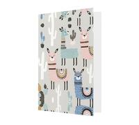 Tarjeta de felicitación de papel perlado con estampado de cactus y llama, con sobres, para amigos y familiares