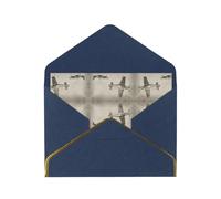 Tarjeta de felicitación de papel perlado de avión de la Segunda Guerra Mundial con sobre con ribete dorado para boda, fiesta, invitación de Navidad