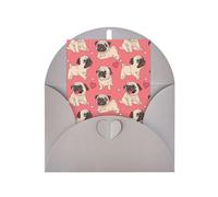 Tarjeta de felicitación de papel perlado divertida con diseño de carlino y cachorro para cumpleaños, Acción de Gracias, Navidad, Año Nuevo