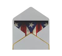 Tarjeta de felicitación de papel tapiz con diseño de bandera de Puerto Rico con sobre con ribete dorado para boda, fiesta, invitación de Navidad