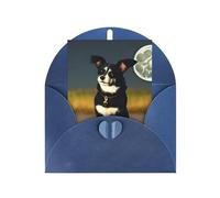 Tarjeta de felicitación de perro bajo la luna, 10,2 x 15,2 cm, embalaje de sobre en forma de corazón, adecuado para todas las ocasiones.