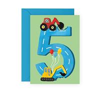 Tarjeta de felicitación de quinto cumpleaños para niños - 5 años de edad - para bebe hijo nieto - con pegatinas - de Central 23