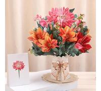 Tarjeta de felicitación de ramo de girasoles 3D, tarjeta de ramo con nota en blanco y sobre, con ramo de papel desmontable, regalo floral hecho a mano para cumpleaños, día de la madre, aniversario