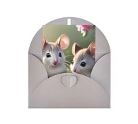 Tarjeta de felicitación de ratón enamorado, 10,2 x 15,2 cm, embalaje de sobre en forma de corazón, adecuado para todas las ocasiones.