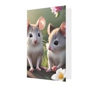 Tarjeta de felicitación de ratón enamorado, 10,2 x 15,2 cm, embalaje de sobre en forma de corazón, adecuado para todas las ocasiones.